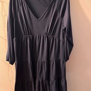 Navy V-Neck Tiered Dress